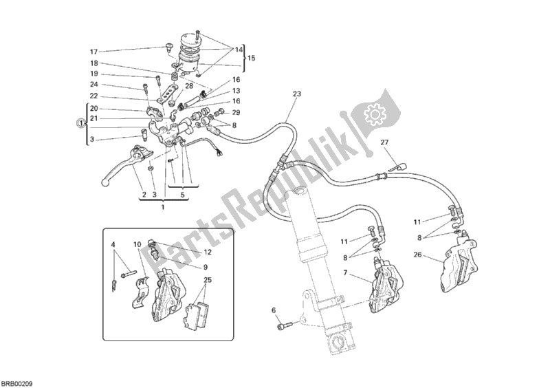 Tutte le parti per il Sistema Frenante Anteriore del Ducati Monster S2R 1000 USA 2008